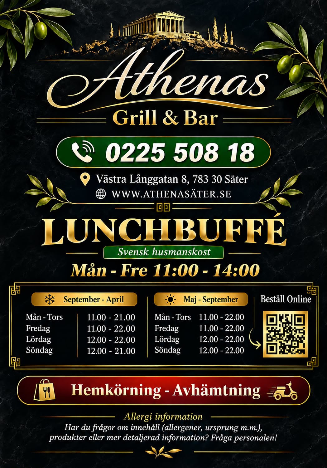 Athenas – Grill & Bar meny – 