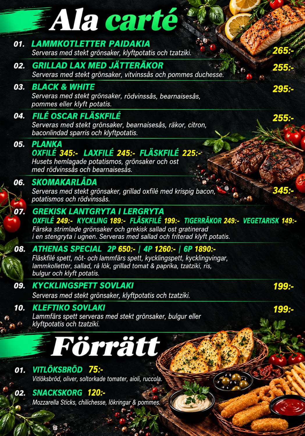 Athenas – Grill & Bar meny – 